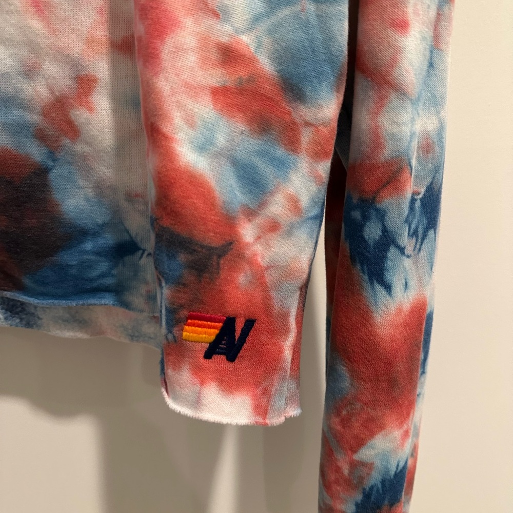 NWT AVIATOR NATION TIE DYED COTTON JERSEY HOODIE PULLOVER SIZE L - Picture 5 of 7